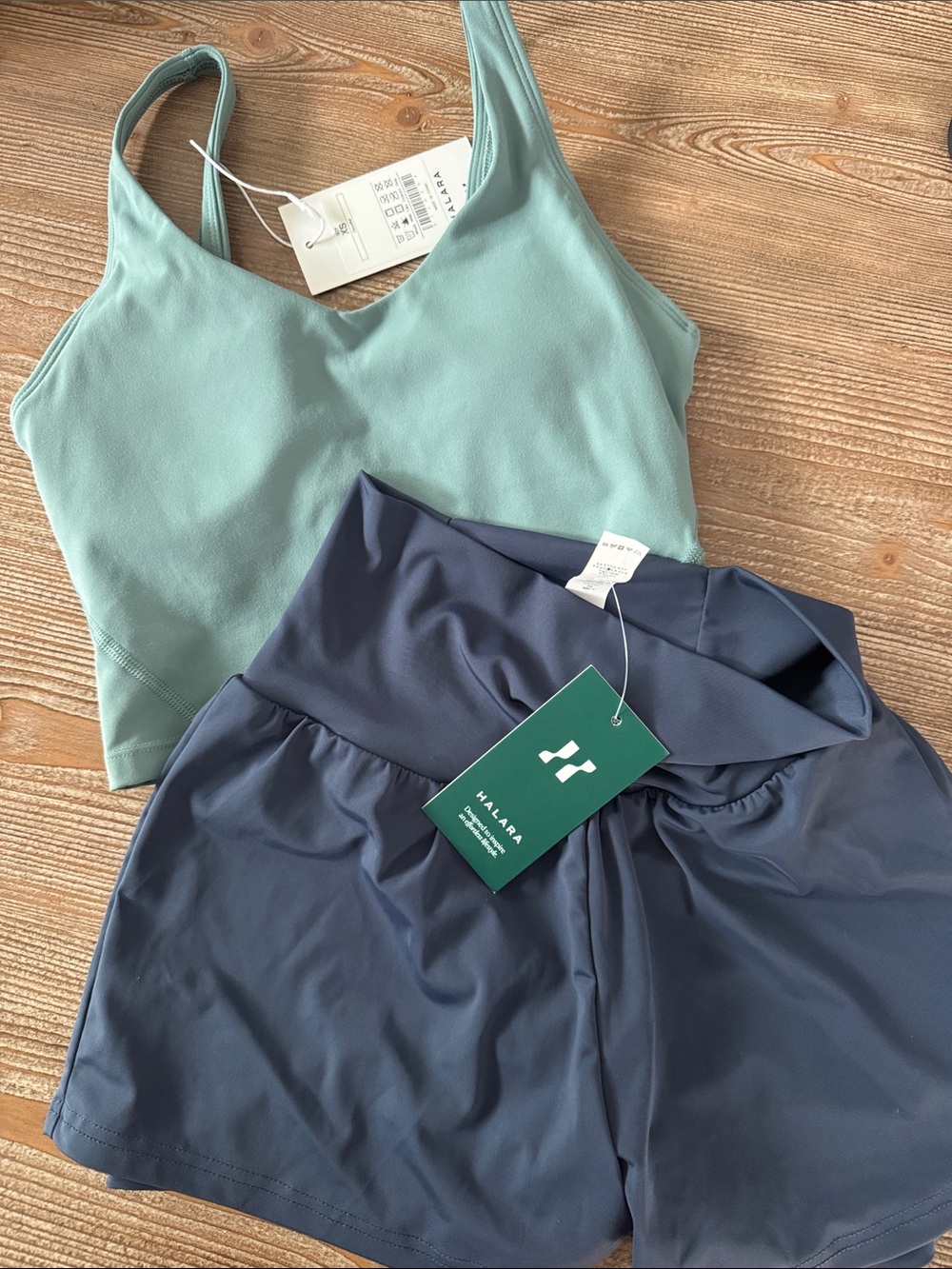 HALARA Bundle with Black Top  & Navy Athletic Shorts & Mint Green Top - Picture 3 of 12